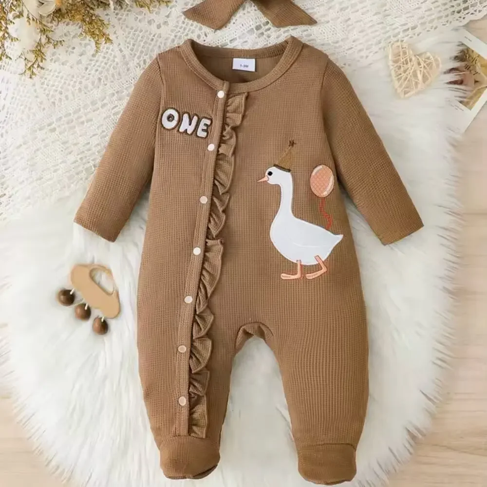 New  One Piece baby girl with goose Design NB 0-3 months